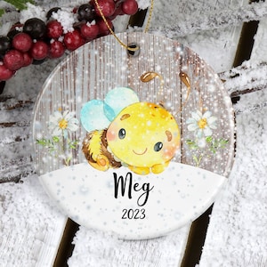 Winter Christmas Bee Ornament*Bumble Bee Ornament*Bee Lover Gift*Christmas Ornament*Custom Ornament*Baby Shower Gift