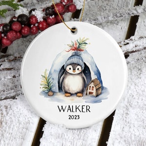 Personalized Christmas Penguin Ornament* Penguin Ornament*Personalized Christmas Ornament*Custom Ornament
