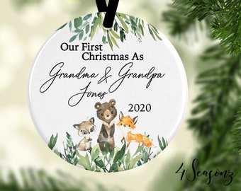 Personalized First Christmas as Grandparents*Grandparent Ornament*Grandma Ornament*Grandpa Ornament*Baby Ornament*Grandparent Gift