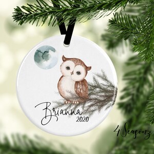 Owl Ornament*Moon Ornament*Christmas Owl Ornament*Owl Decor*Owl Gifts*Custom Ornament*Christmas Ornaments