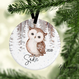 Personalized Winter Owl Ornament*Moon Ornament*Christmas Owl Ornament*Owl Decor*Owl Gifts*Custom Ornament*Christmas Ornaments