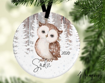 Personalized Winter Owl Ornament*Moon Ornament*Christmas Owl Ornament*Owl Decor*Owl Gifts*Custom Ornament*Christmas Ornaments