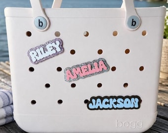Personalized Bogg Bag Charm | Custom Acrylic Bogg Bag Accessory | Glitter Name Tag | Beach Bag Charm | Pool Tote Name