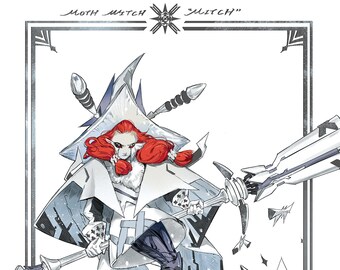 Moth Witch "Mitch" Silver Plated Print
