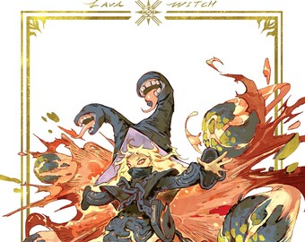 Lava Witch, Original Character Gold Plated Print
