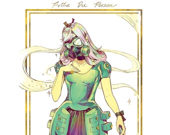The Gas Mask Girl- Gold Plated Original Character Print