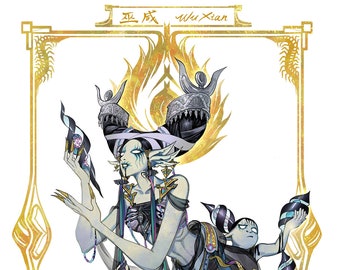 Poison Witch, Original Character Gold Plated Print
