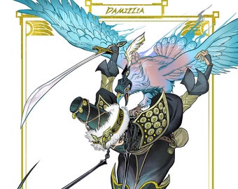 Eagle Assassin, Original Character Gold Plated Print