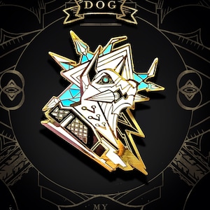 Dog Hard Enamel Pin - Cyber Punk &quot;Pet Guardian Spirits&quot; Luxury Luminous pins - Glow in Dark, Scifi Art Deco Style, Mecha, Elegant, Fancy