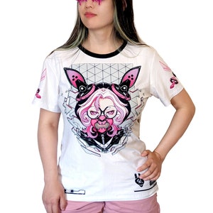 Cyber Bunny Luxury Unisex T-shirt - Eco-friendly Modal Fabric - Original Design, Cyber Punk, Techware, All Over Print T-shirt