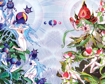 Heavy-Duty Playmat/Deskmat: Strawberry X Blueberry Fairy