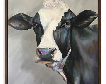 Walnut Framed Frances The Cow Canvas Wraps