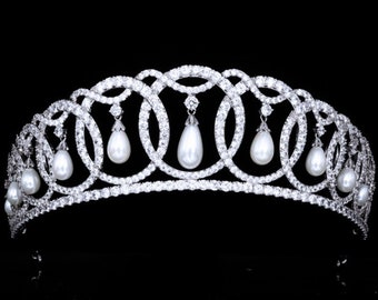 huwelijksgeschenk Accessoires Haaraccessoires Haarsieraden zirkoon verguld 24k witgoud Elizabeth Taylor tiara Hoge kwaliteit bruiloft tiara bruids hoofddeksel 