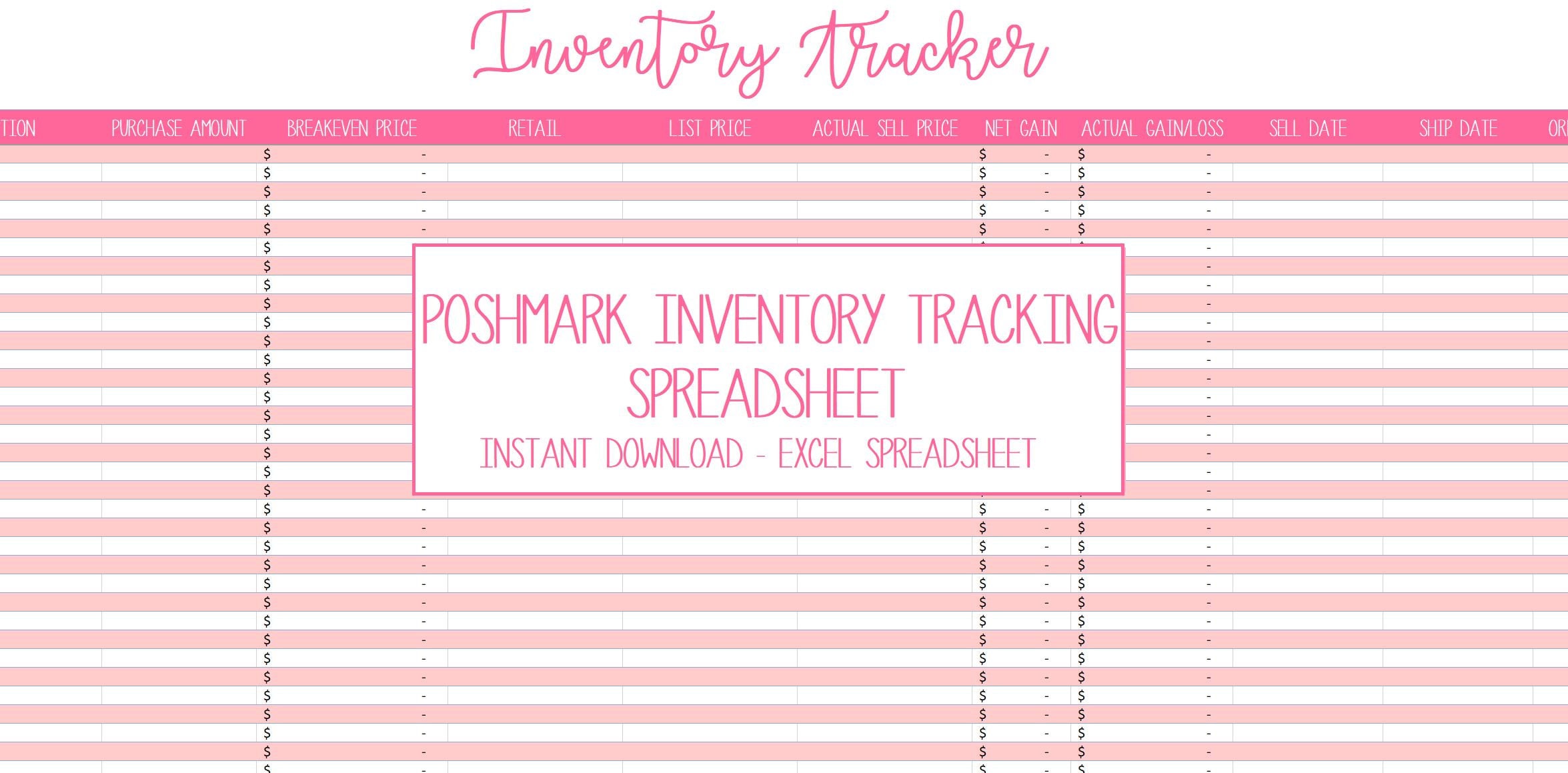 Poshmark Inventory Tracking Spreadsheet Etsy