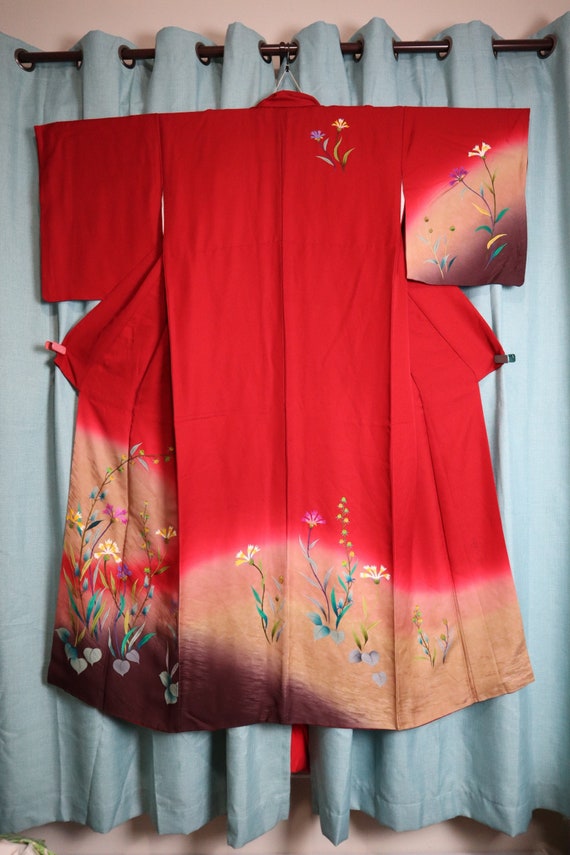 Japanese Kimono - GREAT, Houmongi silk kimono light p… - Gem