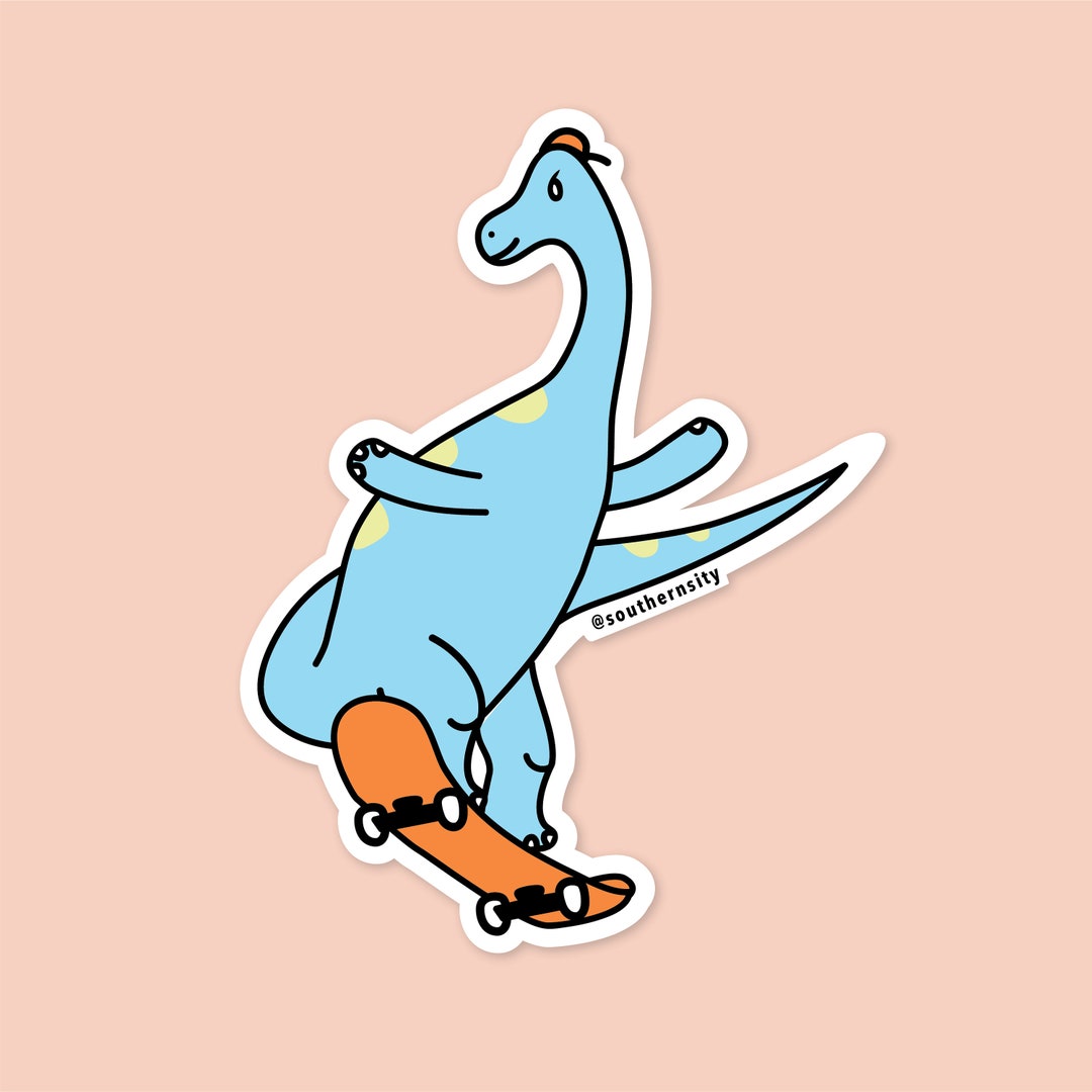 Brontosaurus Skate Sticker Blue - Etsy