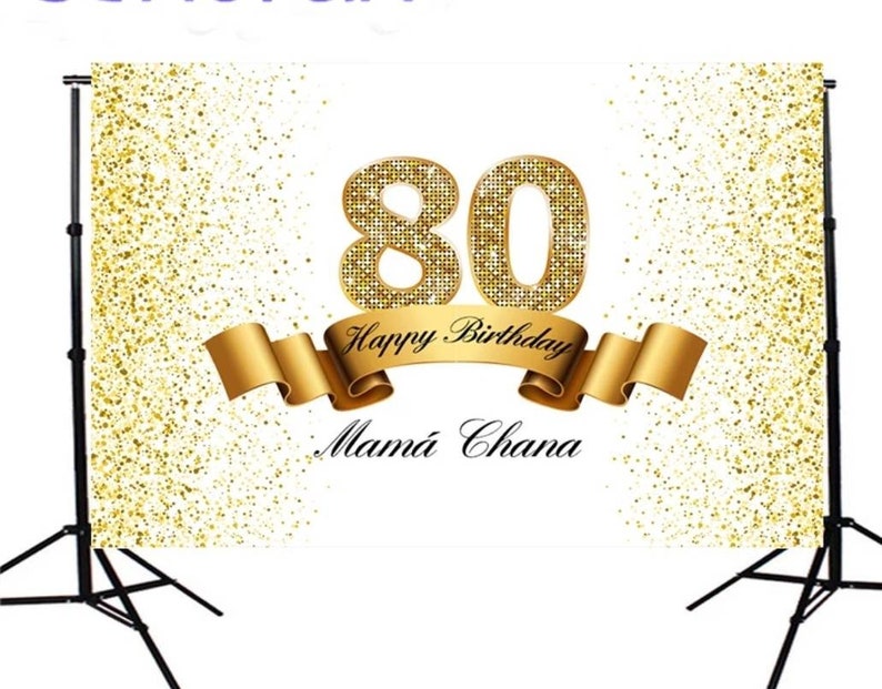 80th Personalized Step and Repeat Party Vinyl Backdrop 3x5ft 5x7ft 8x10ft Royal Birthday Graduation