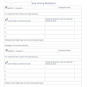 Goal Setting worksheet with journal page. Goal setting for students. SMART goals. Goal planner. This is a digital download only.