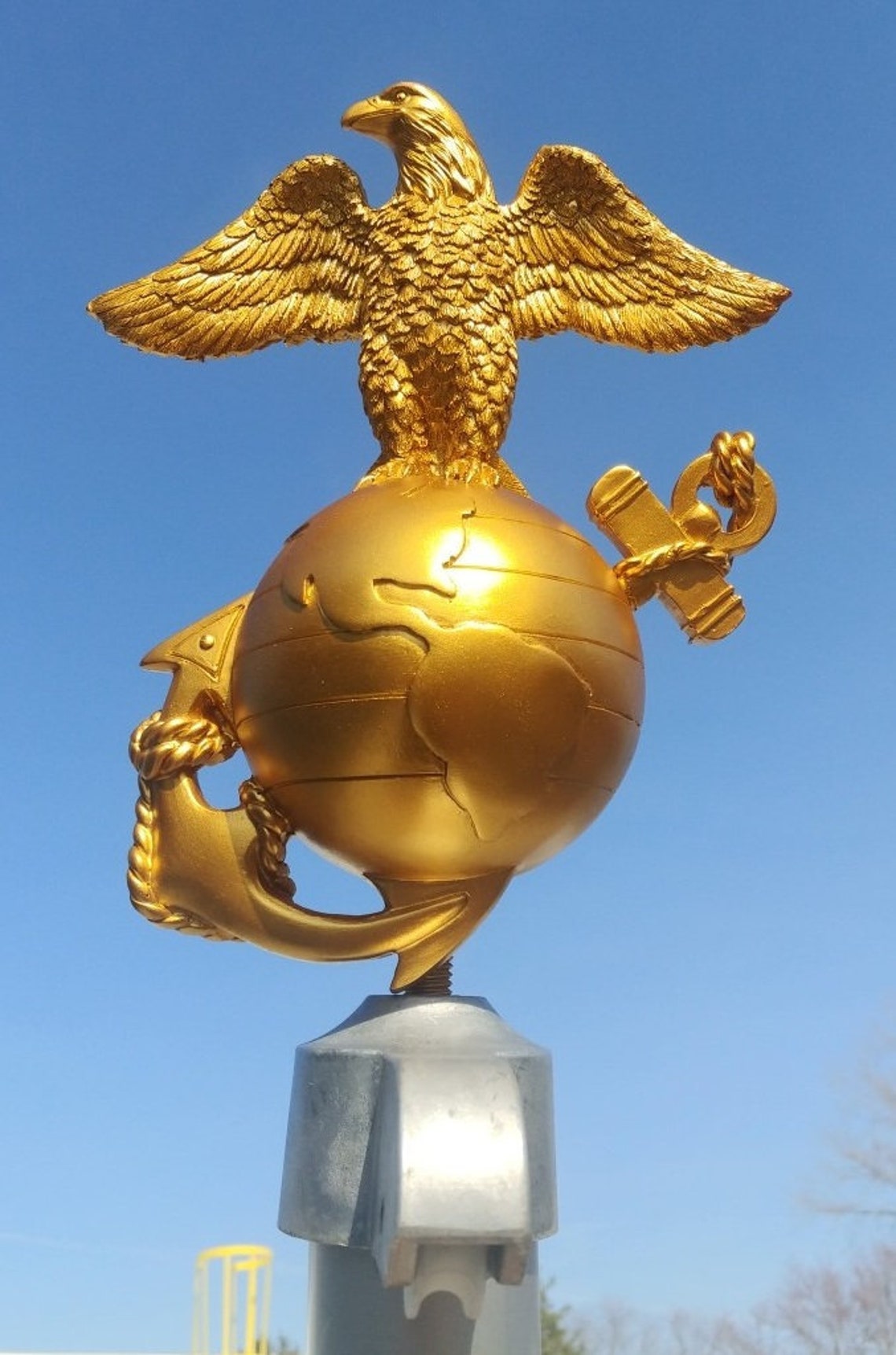 USMC USA Military Flagpole Ball Eagle Globe and Anchor Topper Etsy