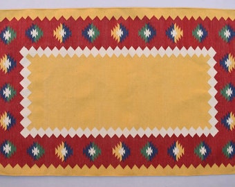 Yellow Red Kilim Rug Etsy