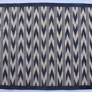 Black And Beige Cotton Handmade Modern Rug- Flat weave and Hand woven Kilim Rug