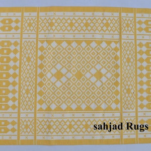 4x6 Yellow and White Flat Weave Indian Rug - Royal Design Kilim Carpet 120*180 cm,Fully hand woven Dhurrie rug