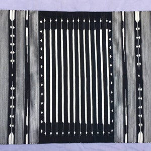 8x10 Black And White Stripes Cotton Rug Dhurrie - Room Size Rug