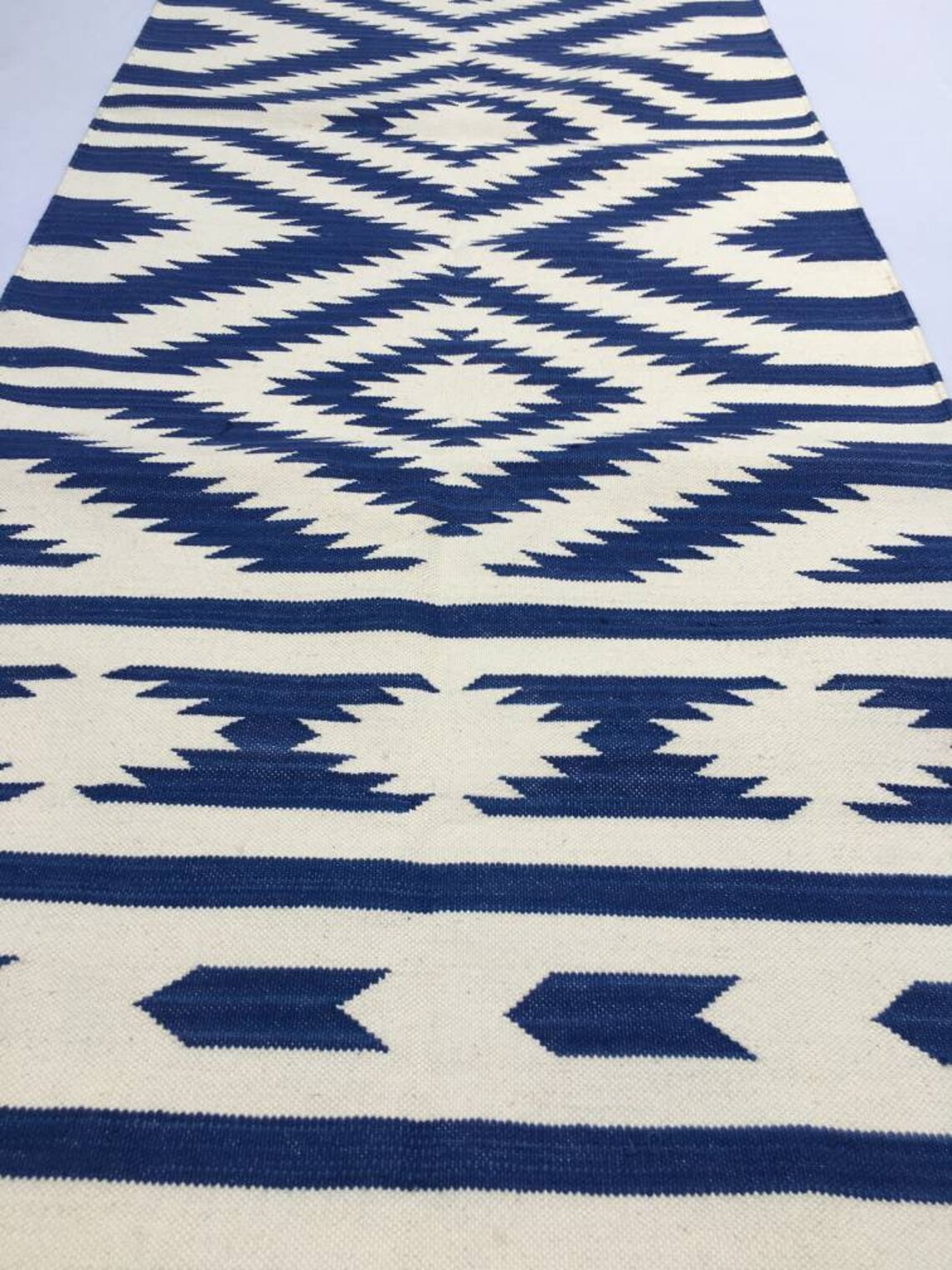 Multiple Sizes Royal Blue and White Striped Rug Runner Tie Etsy