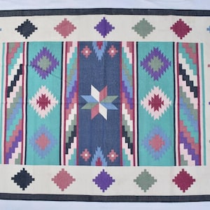 4x6 Cotton Beautiful Hand woven Rug Dhurrie- Colourful Handmade Indian Rug