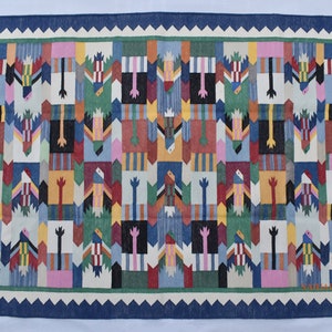 4x6 Cotton Beautiful Hand woven Rug Dhurrie- Colourful Premium Design Handmade Indian Rug