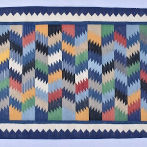3x5 Cotton Colourful Hand woven Dhurrie Rug- Carpet Design Kilim Rug