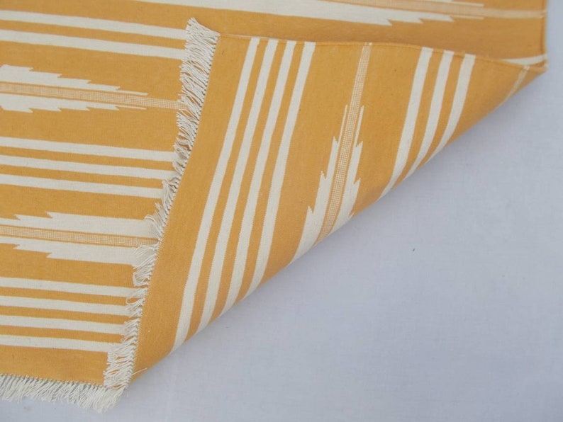 Multiple Sizes Yellow and White Stripes Handmade Cotton Rug Etsy