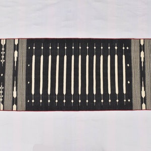 Black and White With Red Border Modern Striped Cotton Flat weave Hand woven rug- Beautiful colour combination Rug