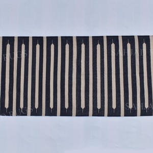 Multiple Sizes Black and beige Modern Stripes Hand woven Runner Rug- Reversible Runner Kilim
