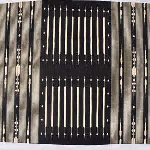 Multiple Sizes Black and White Stripes Handmade Modern Design Kilim Rug - Beautiful Flat weave Black Kilim