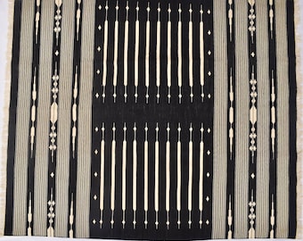 Handmade Black and White Striped Kilim Rug - Modern Woven Rug