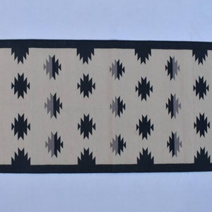 2x5, 2x6 Cotton Beige Runner Handmade Star Design Rug Runner - Grey,Beige,White and  Black Runner Rug