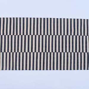 Beige and Black Modern Striped Cotton Flat weave Hand woven rug- Beautiful colour combination Rug