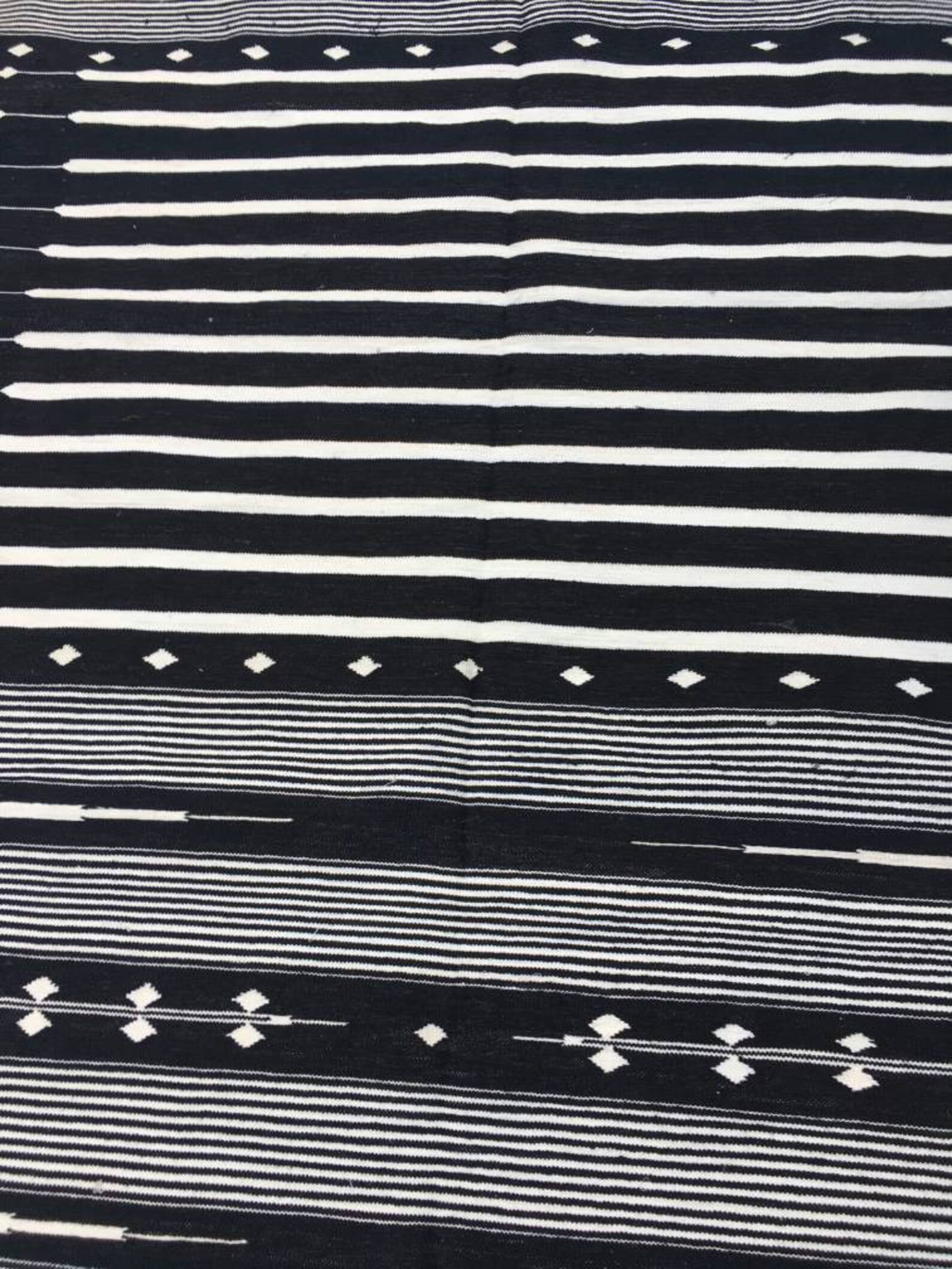 4x6 Black and White Cotton Rug Dhurrie White Stripes Etsy