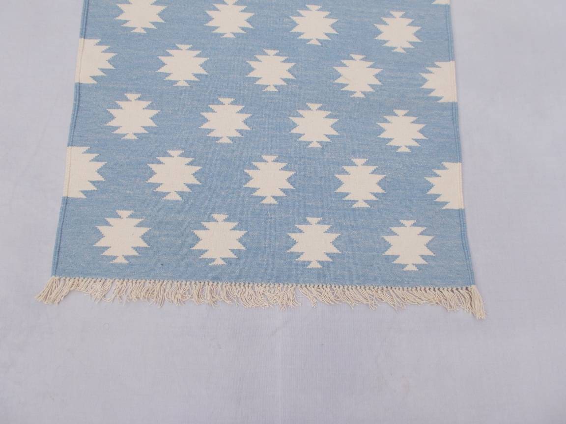 Multiple Sizes Light Blue and White Rug Runner- Hand Woven Runner - Etsy