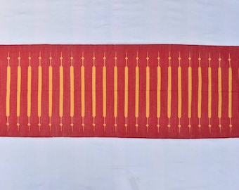 Red and Golden Yellow Modern Striped Cotton Flat weave Hand woven rug- Reversible Kilim Rug