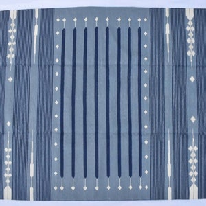 Multiple Sizes Grey and Blue with White Stripes Handmade Modern Design Kilim Rug - Reversible Kilims