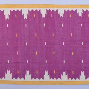 Multiple Sizes Pink and Yellow Handmade Modern Design Rug - Beautiful Flat weave Blue Kilim