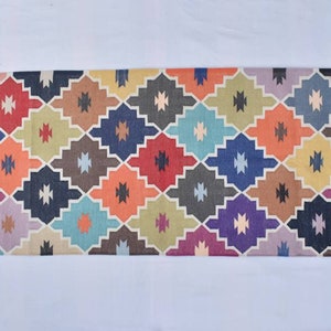 2x6 Cotton Hand Woven Rug Dhurrie - Runner Multiple Colour Flat weave