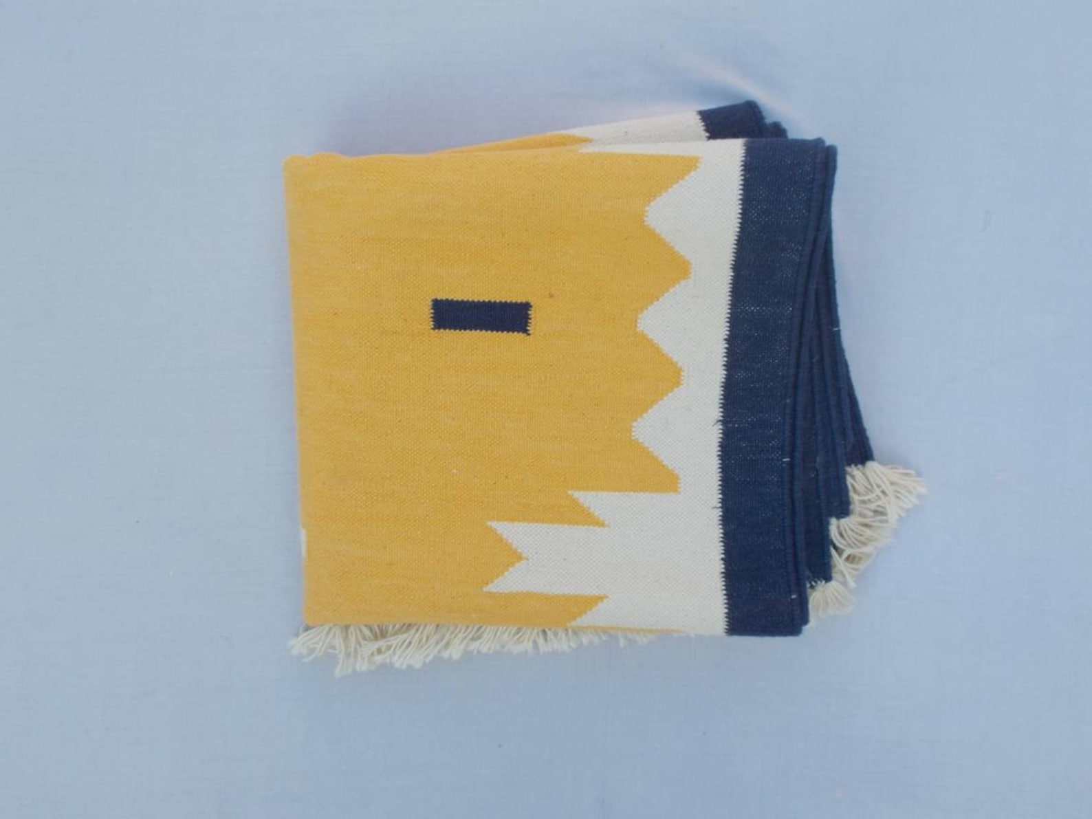 Multiple Sizes Yellow Runner Rug Navy Blue Border and White Etsy