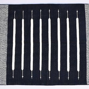 3&#39;X5&#39; Or 4&#39;X6&#39; Cotton Black And White Handmade Cotton Rug Dhurrie-Design With Striped Rug