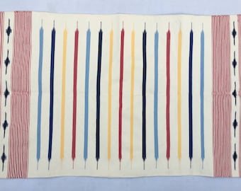 Multiple Sizes Off White And Multi Colour Striped Handmade Cotton Rug Dhurrie- Different Sizes