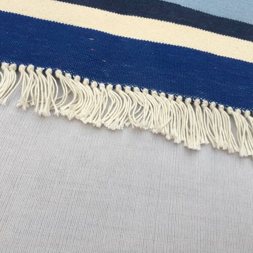 3'X5' Or 4'X6' Cotton Blue Handmade shops Cotton Rug Dhurrie- Beautiful Colour Woven Rug