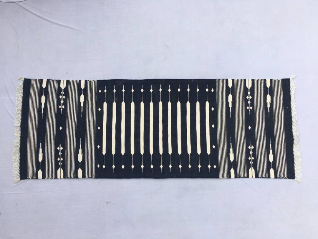 Multiple Sizes Black Cotton Runner Handmade Rug Hand Woven Etsy