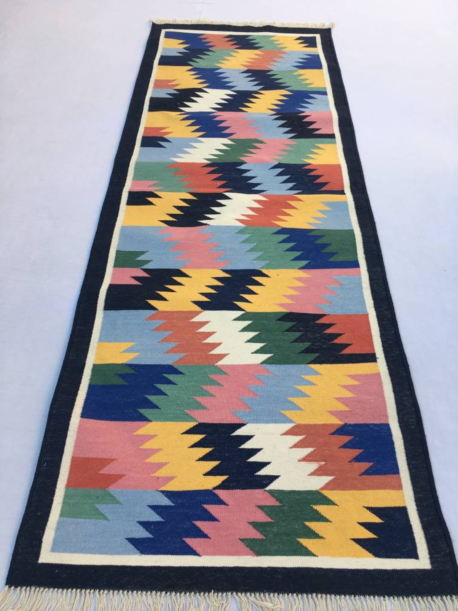 2x6 Cotton Hand Woven Rug Dhurrie Runner Multiple Colour Etsy